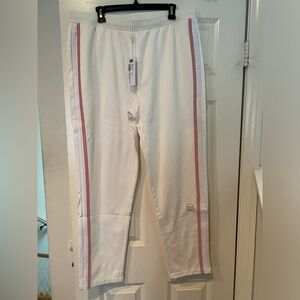 Sergio Tacchini White Sweatpants with Pink Stripes